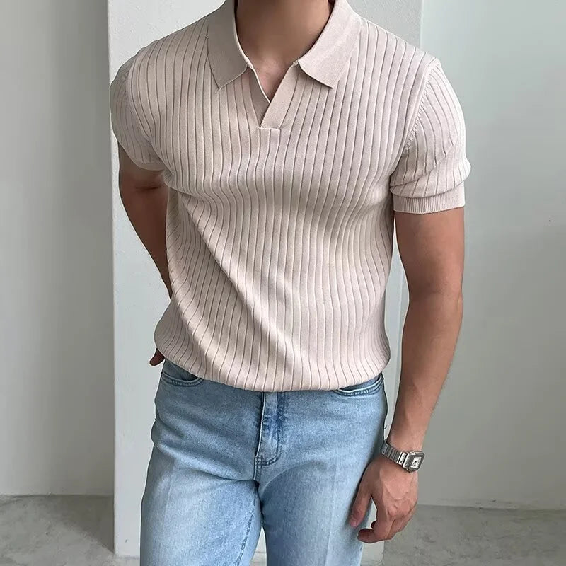 Lonrier & Co Riviera Striped Knit Polo